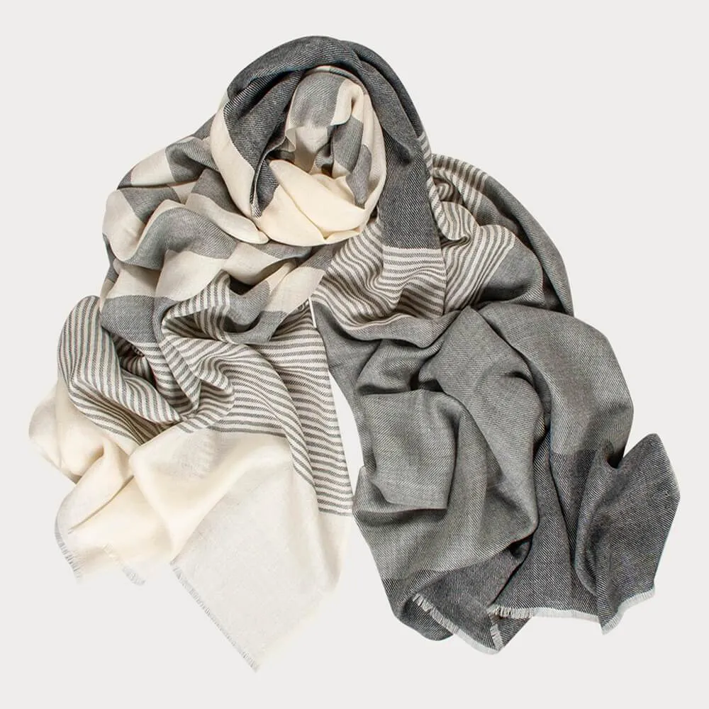 Mansfield Stripe Silk and Wool Scarf