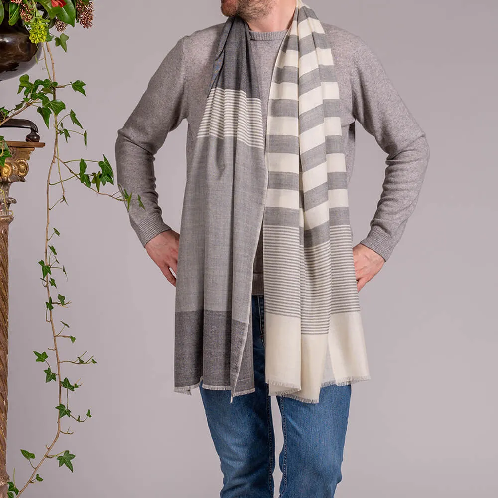 Mansfield Stripe Silk and Wool Scarf