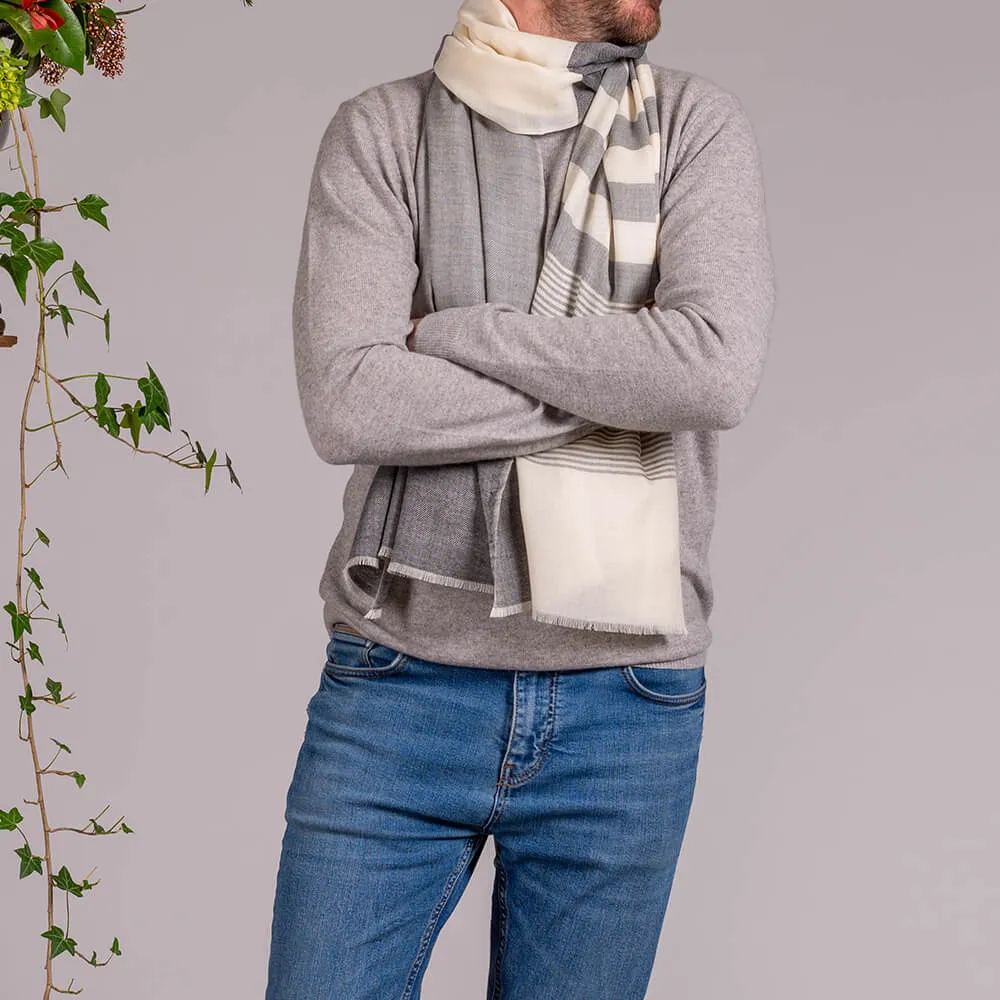 Mansfield Stripe Silk and Wool Scarf