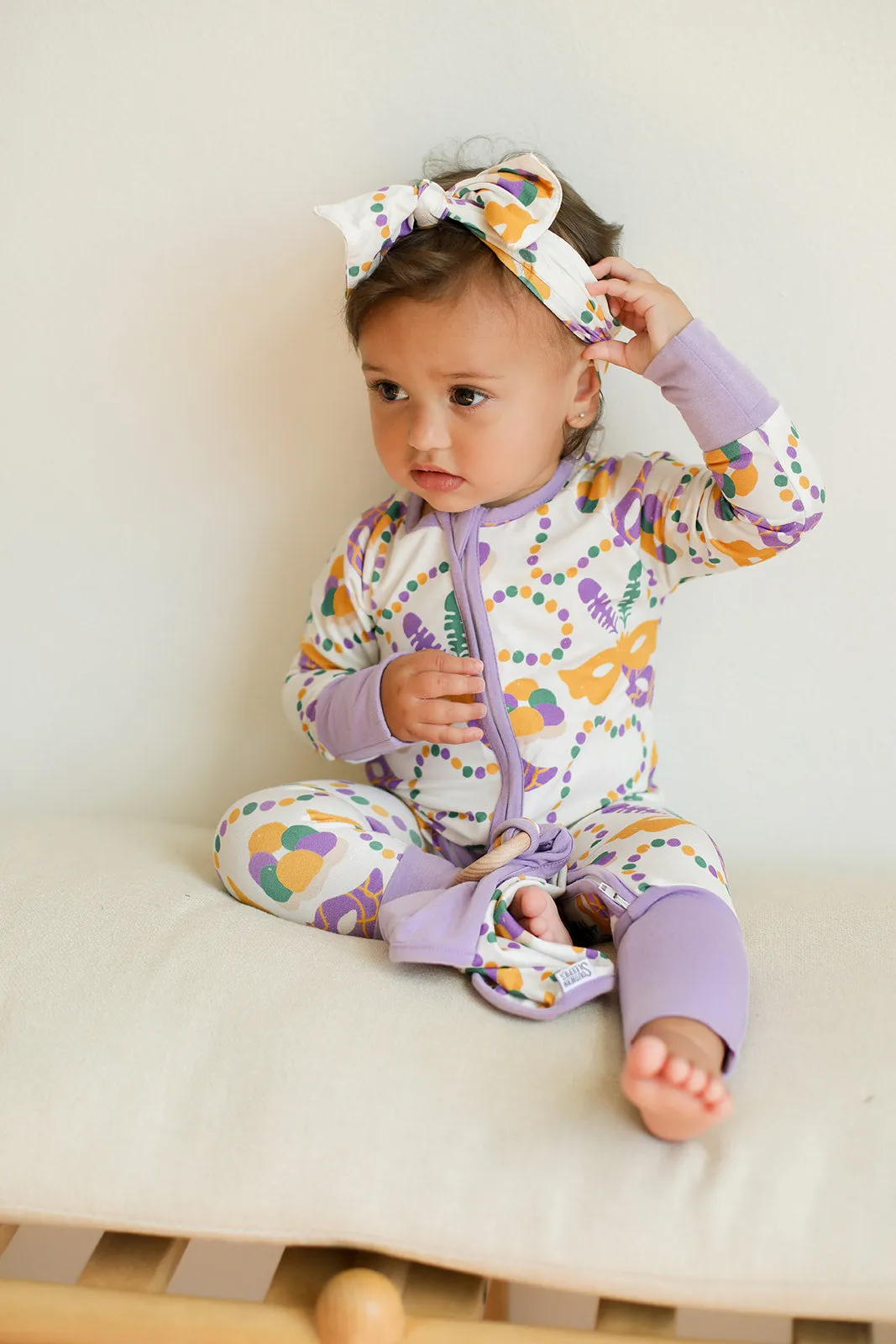 Mardi Gras Bamboo Bow Headband