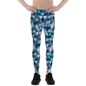 Men's Blue Geometric Triangles Leggings