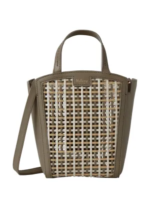 Mini Clovelly Tote Linen Green, Beige Pine & Eggshell Leather Netting