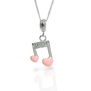 Musical Note Heart Charm Pendant - 925 Silver Jewelry