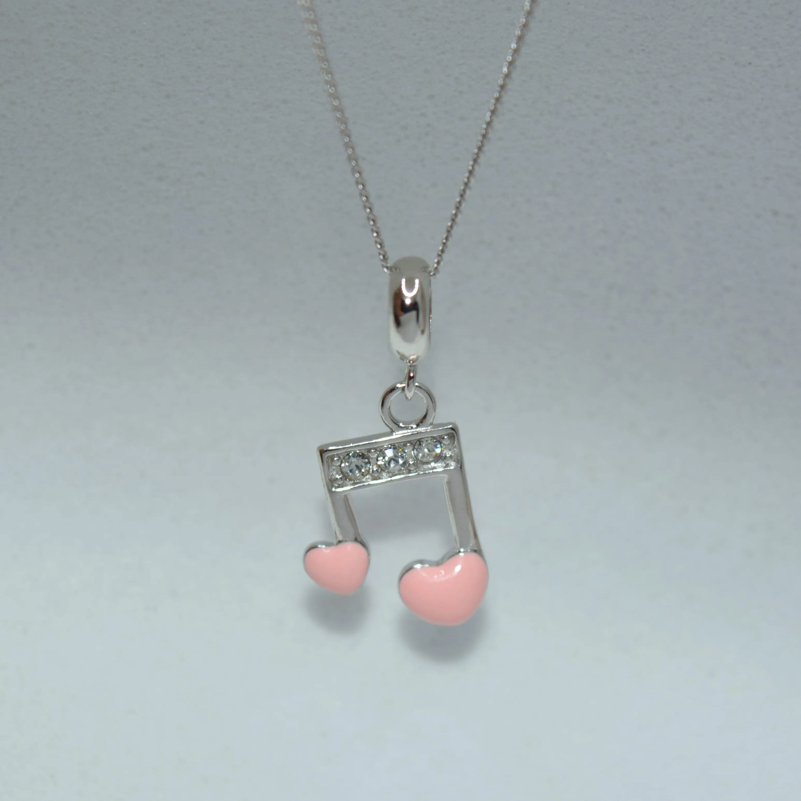 Musical Note Heart Charm Pendant - 925 Silver Jewelry
