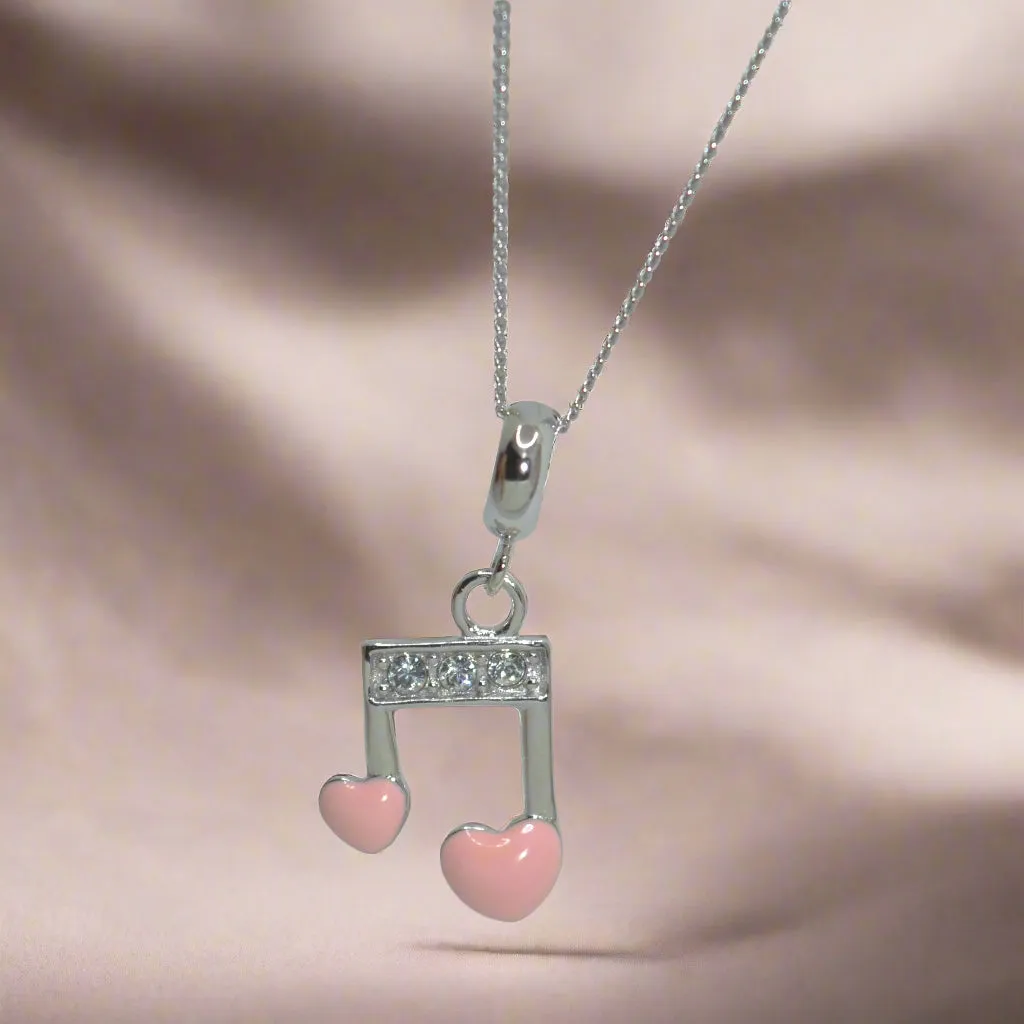 Musical Note Heart Charm Pendant - 925 Silver Jewelry