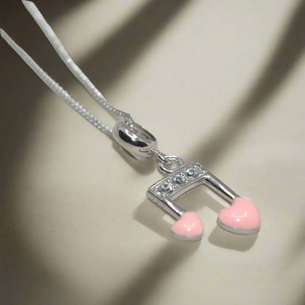 Musical Note Heart Charm Pendant - 925 Silver Jewelry