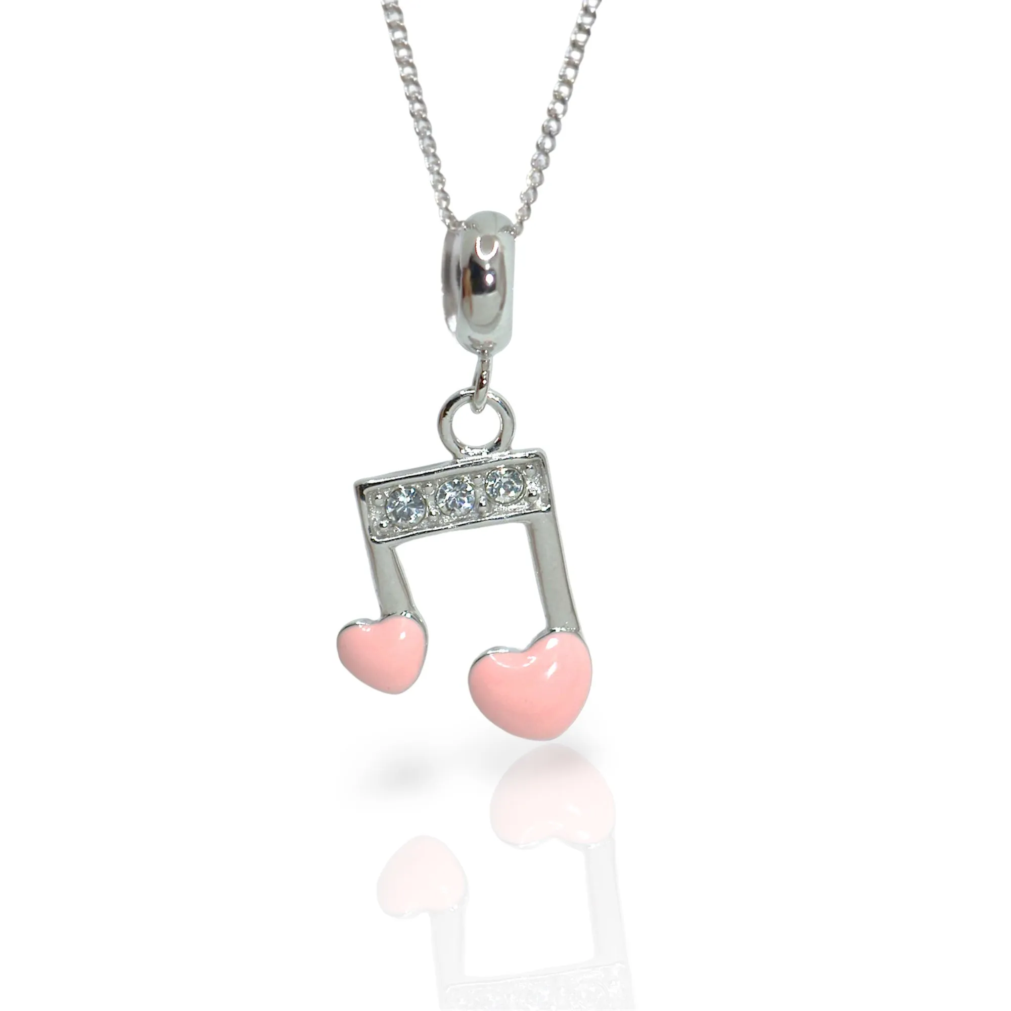 Musical Note Heart Charm Pendant - 925 Silver Jewelry