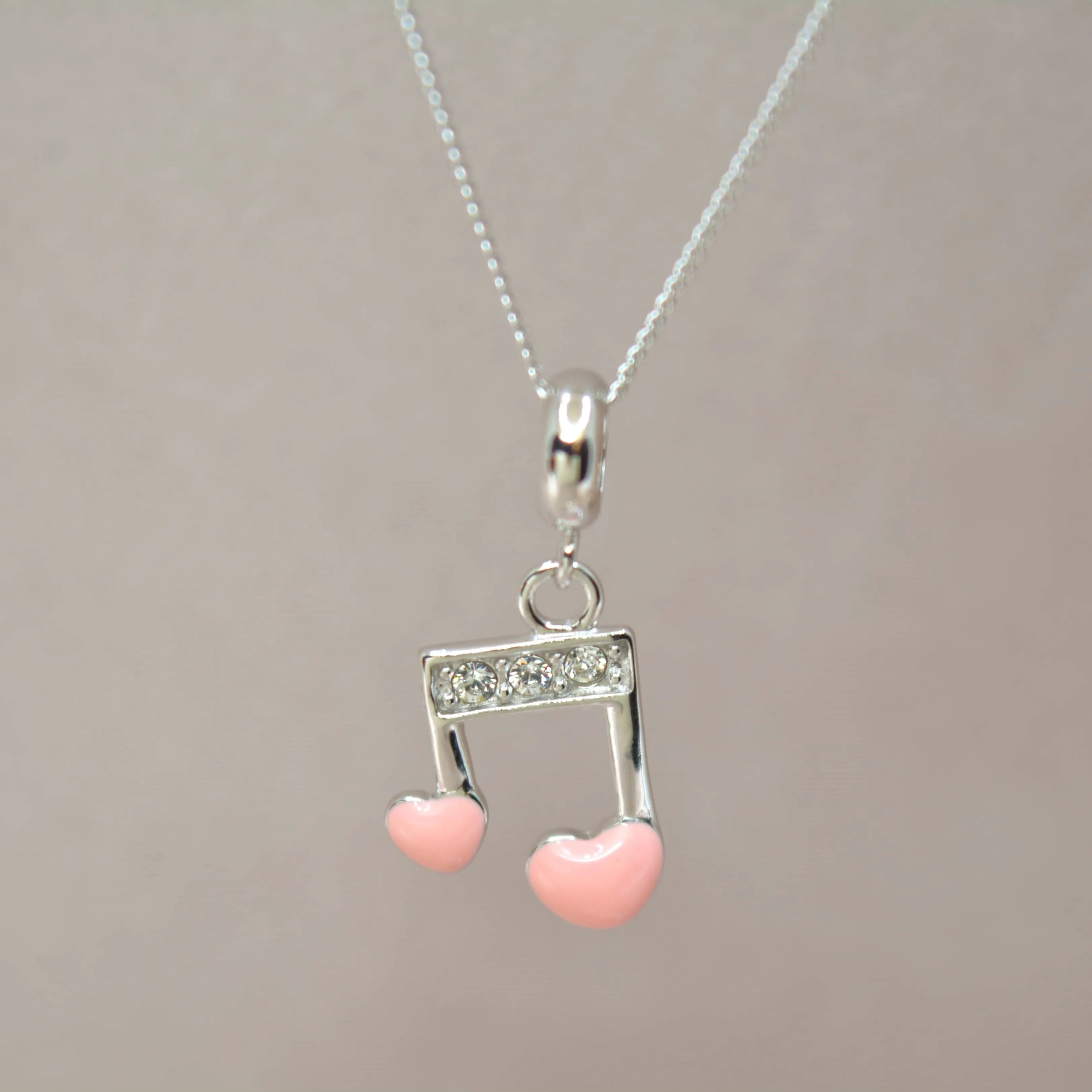 Musical Note Heart Charm Pendant - 925 Silver Jewelry