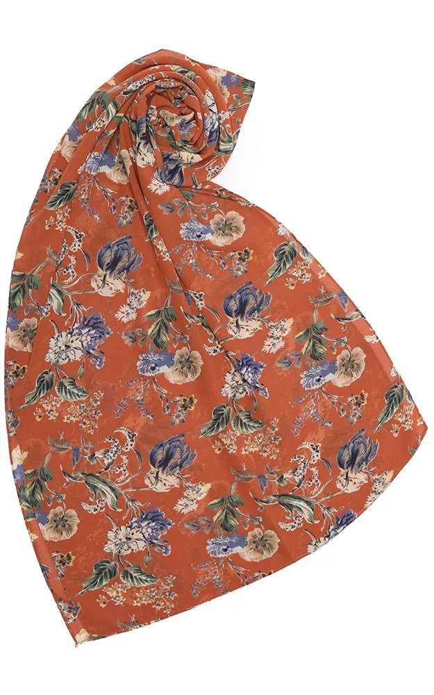 OP8692 Floral Printed Chiffon Oblong Scarf