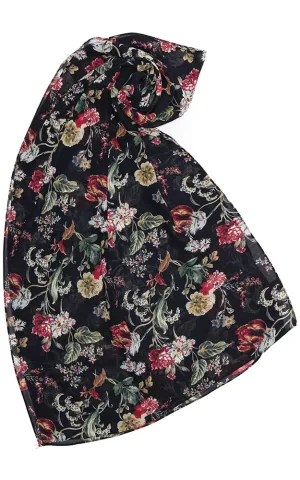 OP8692 Floral Printed Chiffon Oblong Scarf