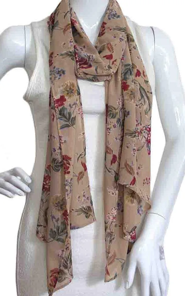 OP8692 Floral Printed Chiffon Oblong Scarf