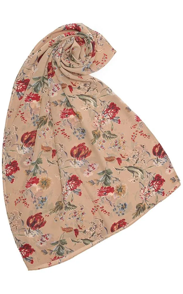 OP8692 Floral Printed Chiffon Oblong Scarf