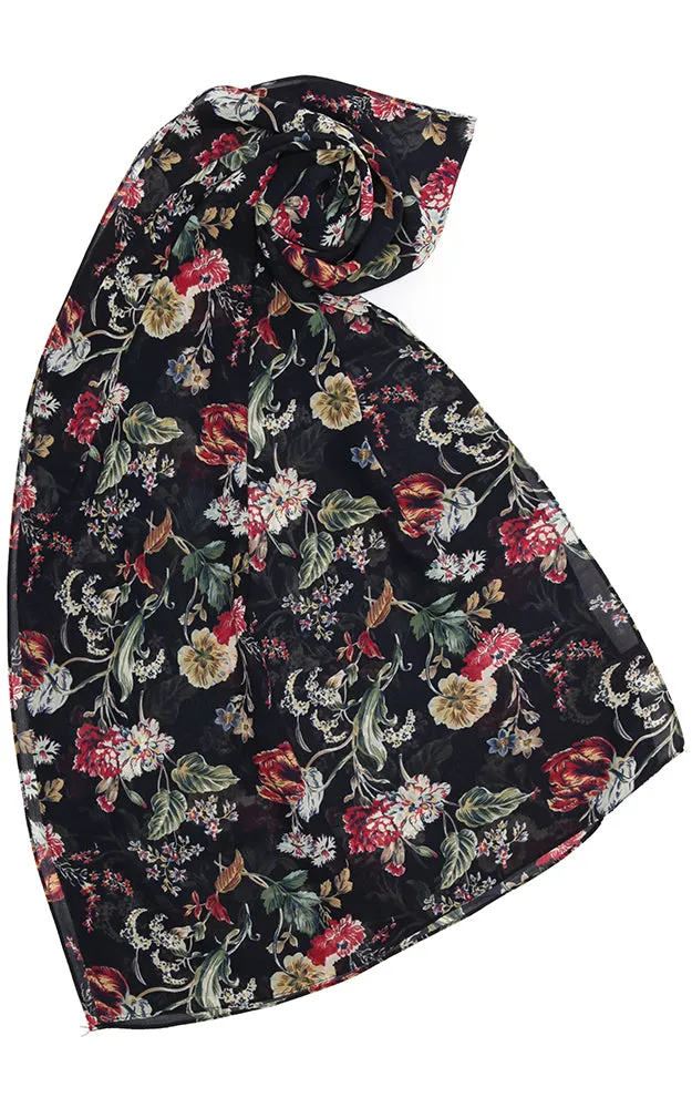 OP8692 Floral Printed Chiffon Oblong Scarf
