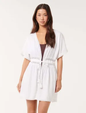 Opal Open Lace Trim Kimono