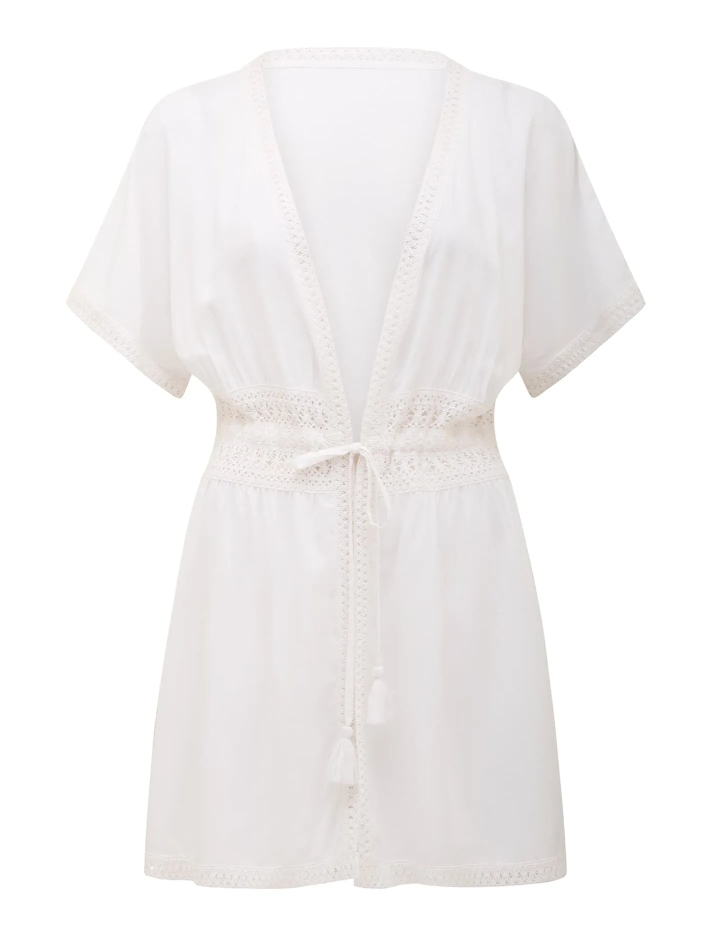 Opal Open Lace Trim Kimono