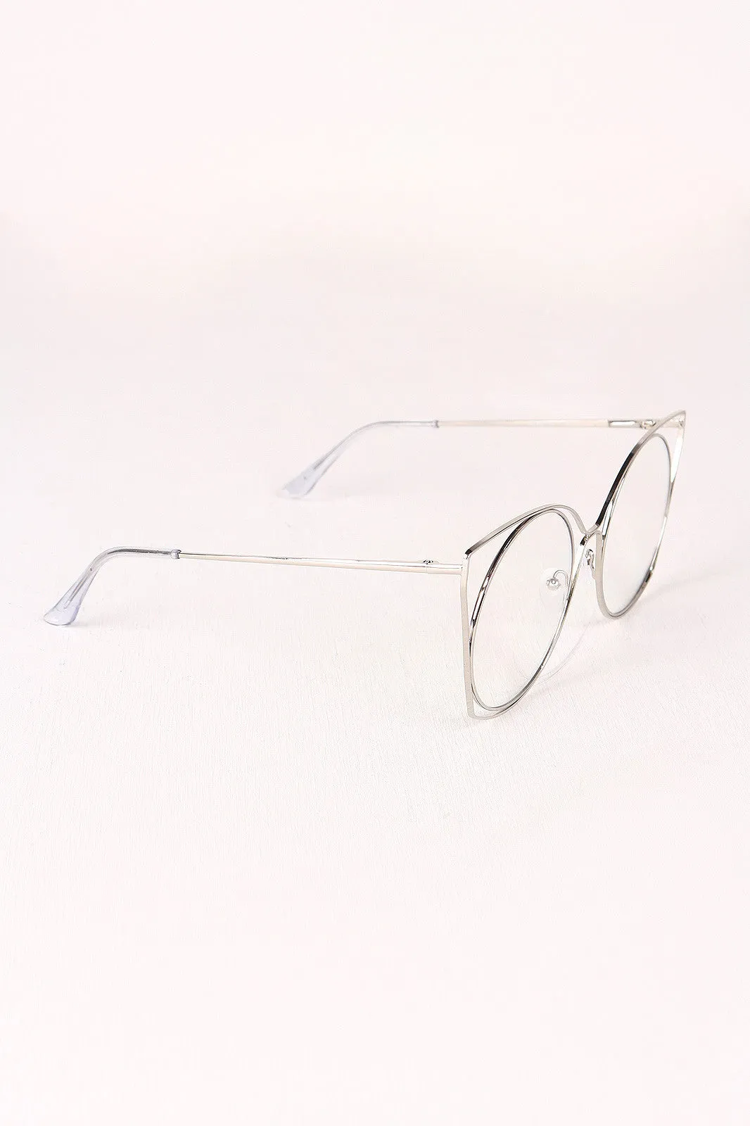 Oversized Clear Lens Open Wire Framed Glasses