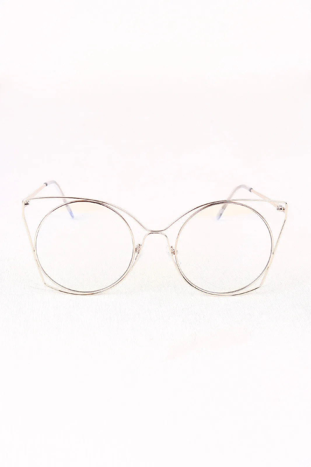 Oversized Clear Lens Open Wire Framed Glasses