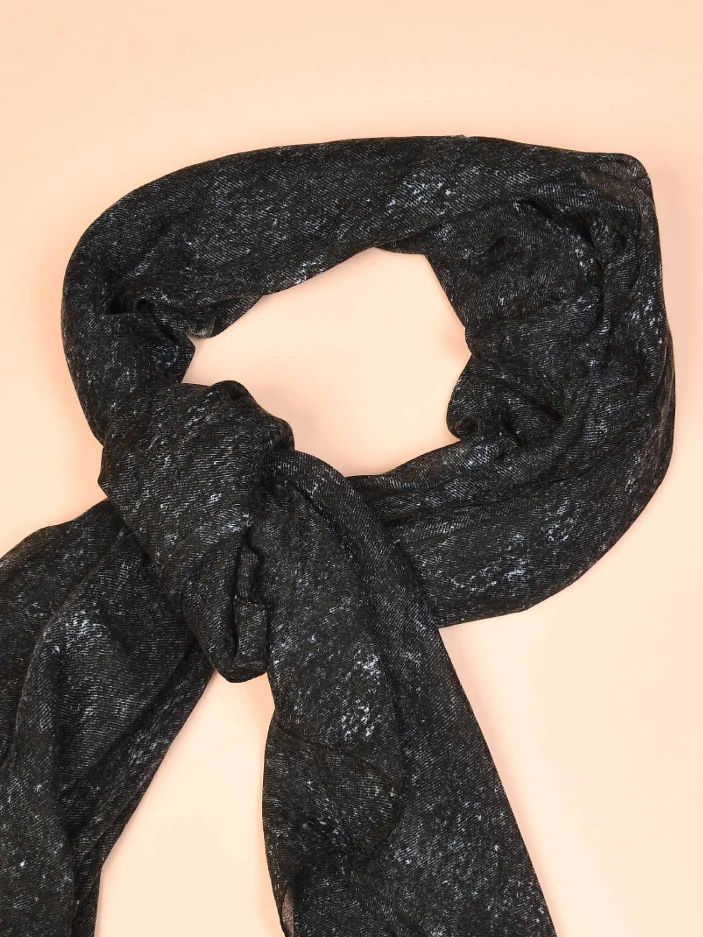 Printed Viscose Scarf  - Black