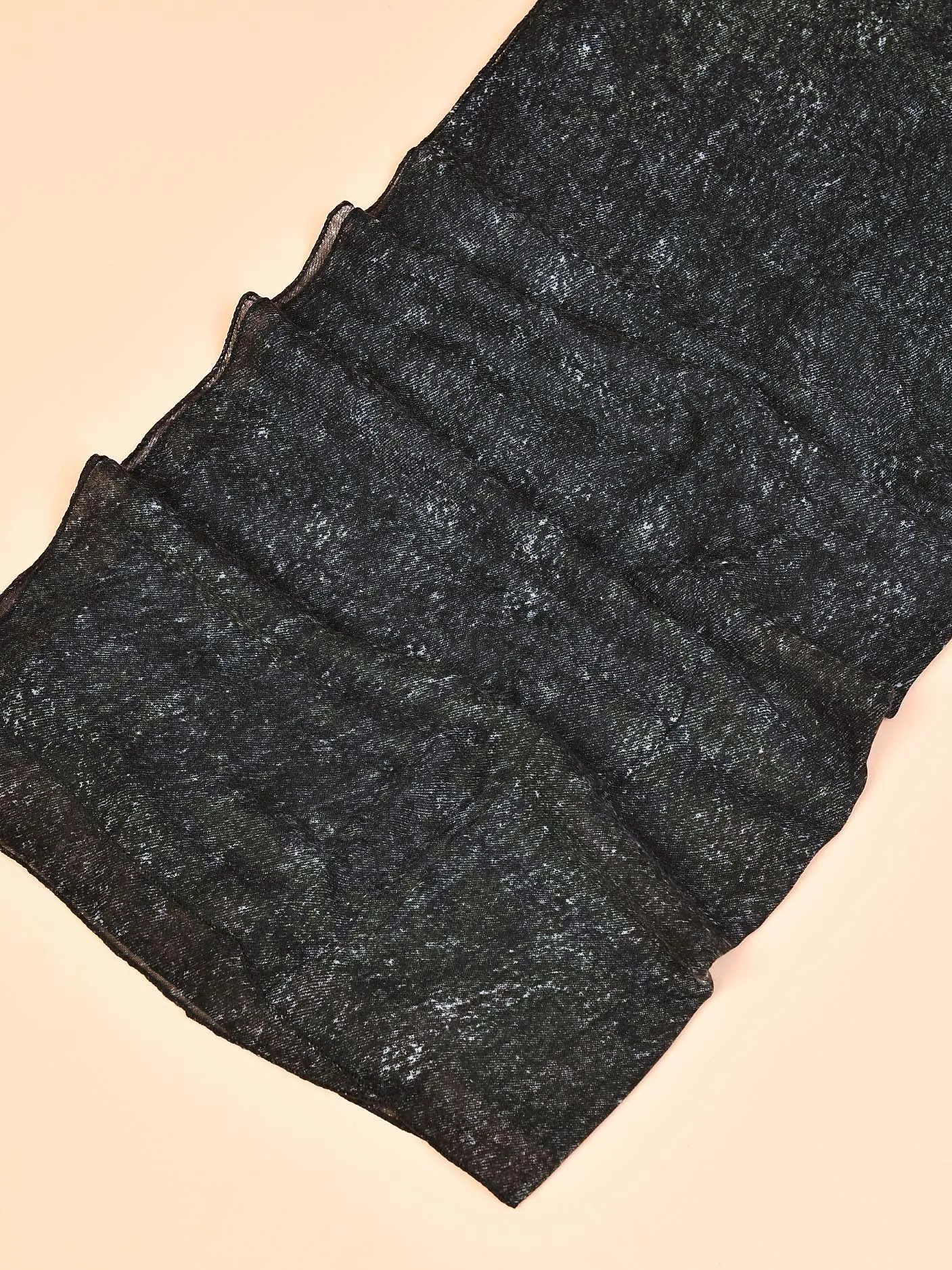 Printed Viscose Scarf  - Black