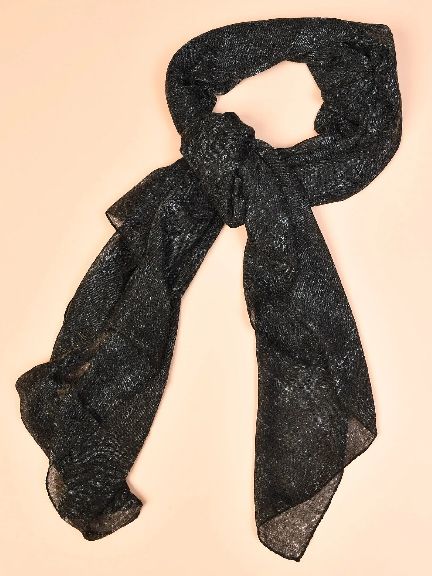 Printed Viscose Scarf  - Black