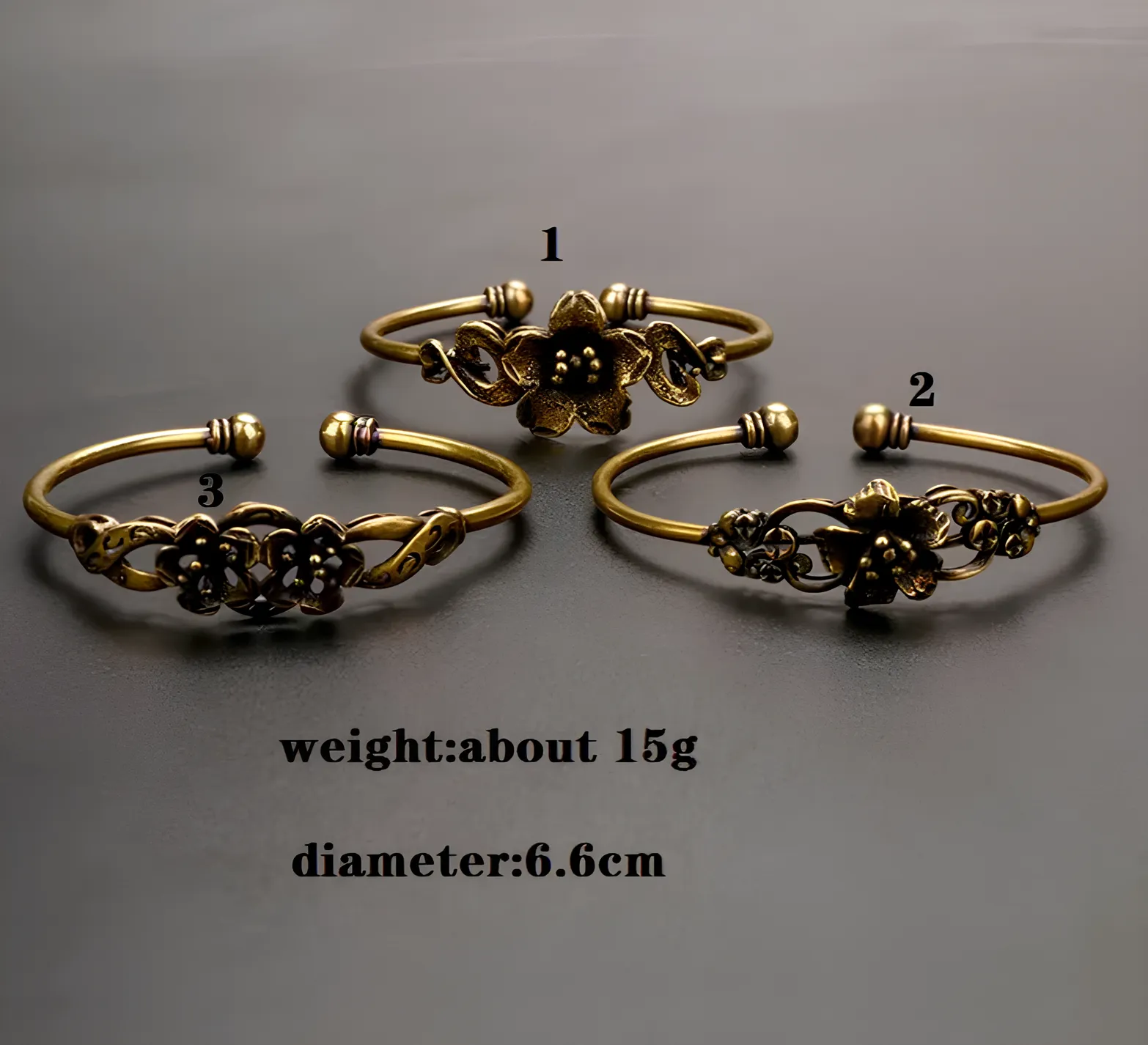 Retro Vintage Brass Flower Cuff Bracelet  Timeless Elegance in Pure Copper