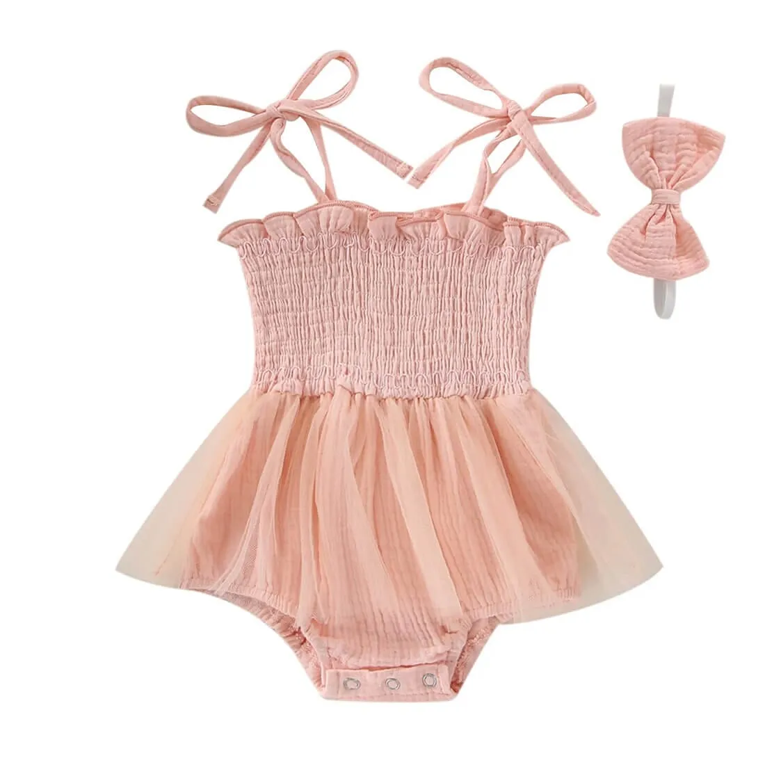 Solid Straps Muslin Baby Romper