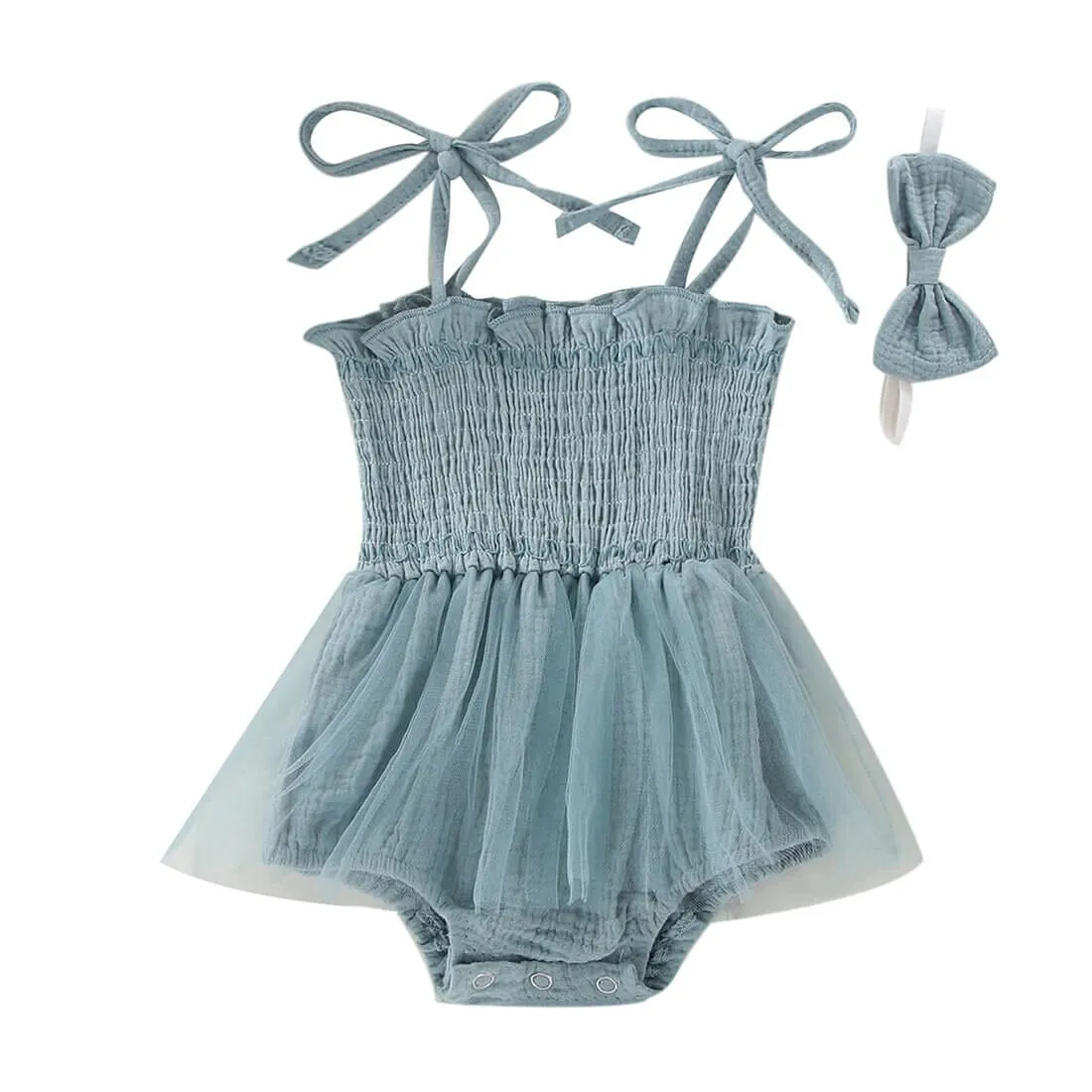 Solid Straps Muslin Baby Romper