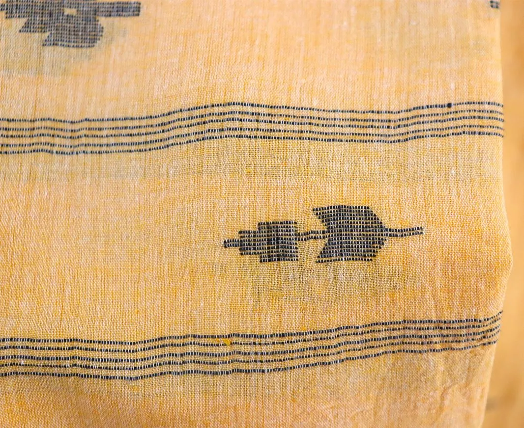Soul Shoppr Burdwan Jamdani Dupatta Light Apricot with Butis |Handloom |Organic Cotton