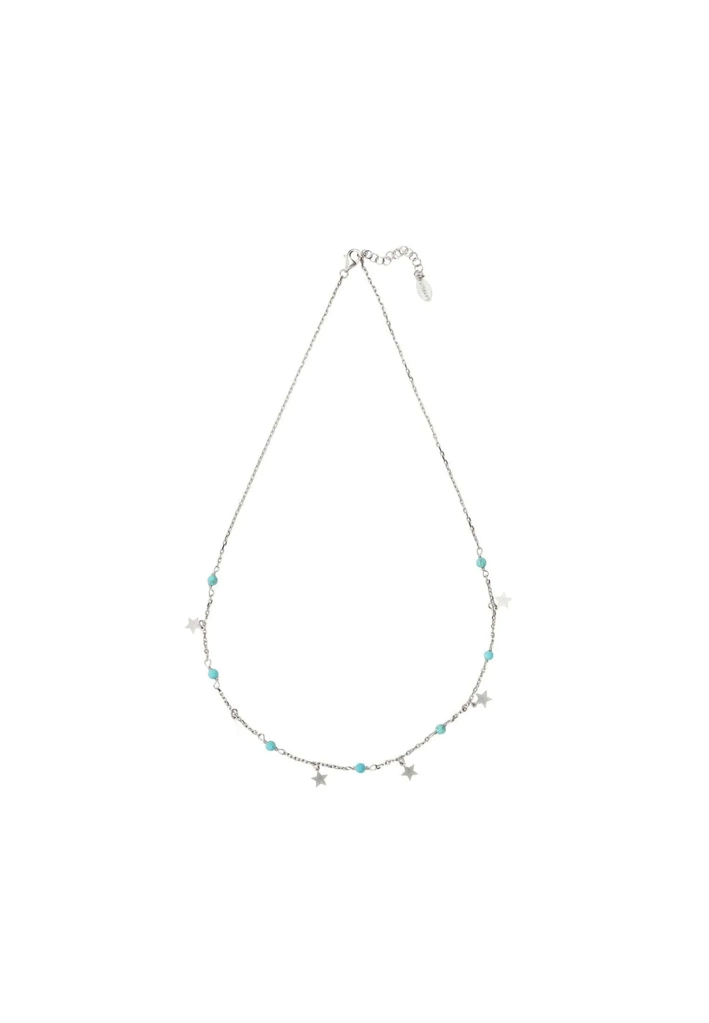Turquoise Star Choker Necklace Silver