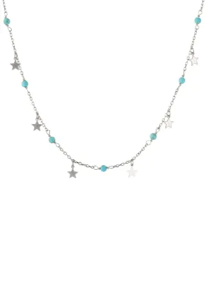 Turquoise Star Choker Necklace Silver
