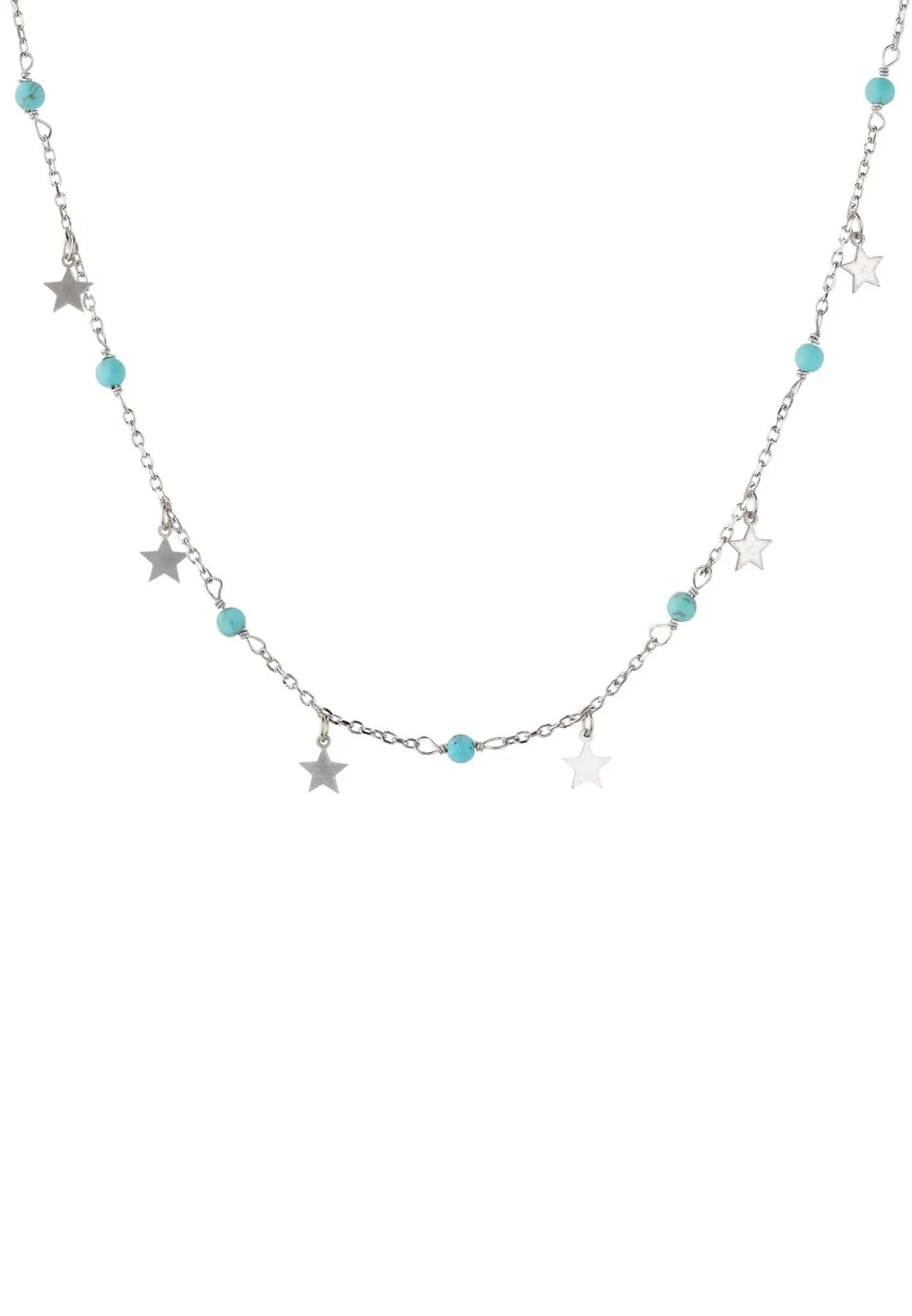 Turquoise Star Choker Necklace Silver