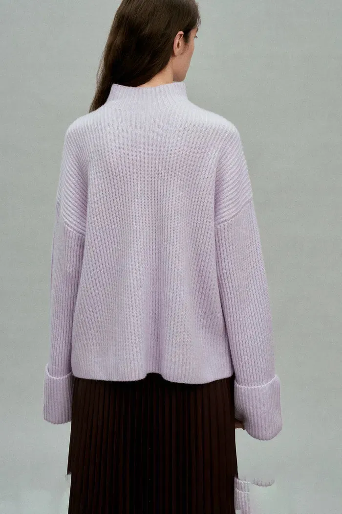Victoria Mock Neck Sweater in Merino-Cashmere Blend Knit