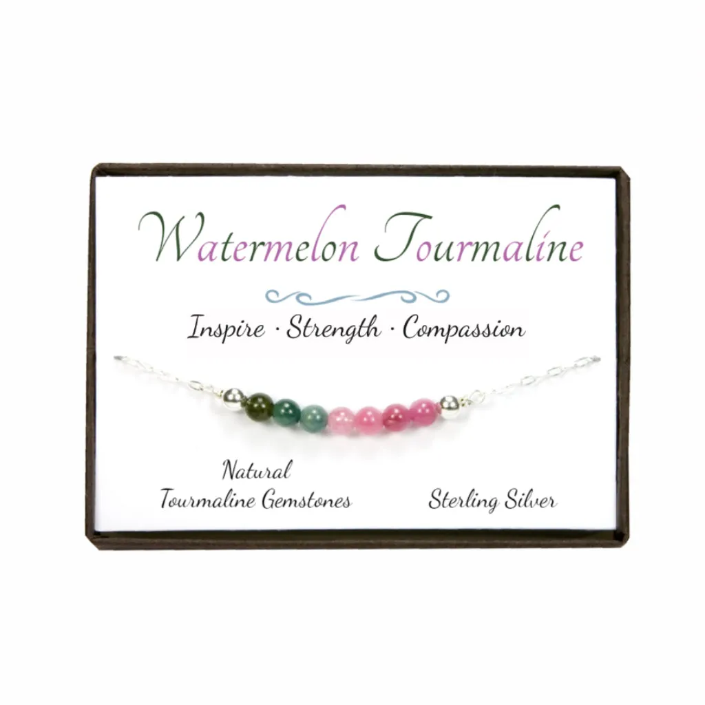 Watermelon Tourmaline Gemstone Bracelet | Sterling Silver